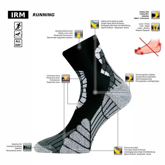 Чорапи за бягане LASTING IRM, Черен/Сив
