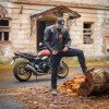 Мъжко кожено мото яке W-TEC Mungelli EVO - Черен-Кафяв