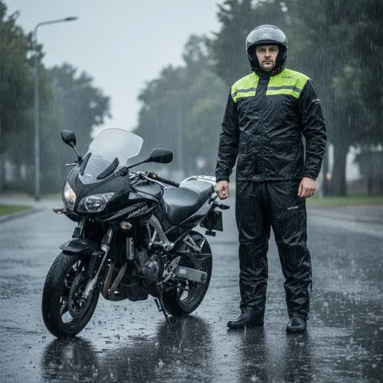 Мото дъждобран W-TEC Nowet - Черен-Флуо
