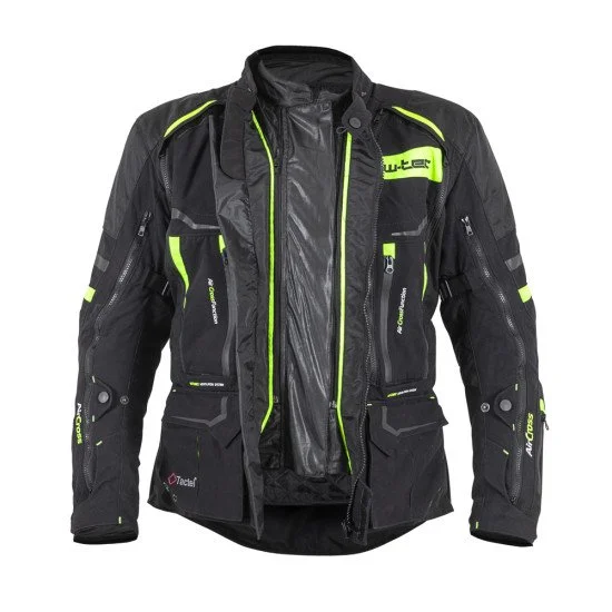 Мъжко мото яке W-TEC Aircross - Черен/Флуоресцент