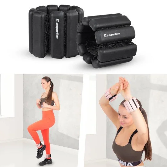 Регулируеми тежести за ръце и крака inSPORTline Brace 2 x 1 кг - Черен