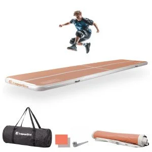 Надуваема тренировъчна постелка inSPORTline Airstunt 500x100x10 см Mocha Mousse