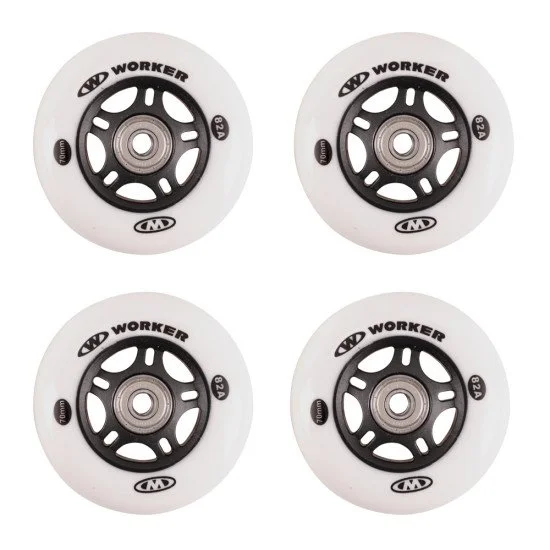 Комплект колела за ролери WORKER 70mm и лагери ABEC-5 Chrome Комплект колела за ролери WORKER 70mm и лагери ABEC-5 Chrome