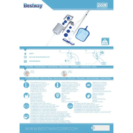 Комплект за почистване на басейн Bestway Deluxe