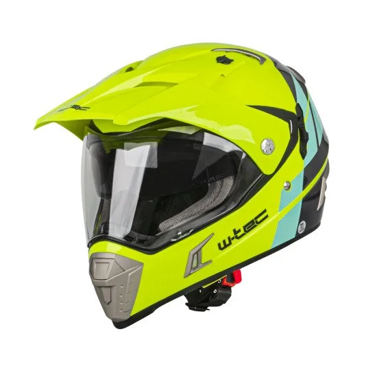 Мото каска W-TEC Dualsport - Жълт флуоресцент/син Мото каска W-TEC Dualsport - Жълт флуоресцент/син