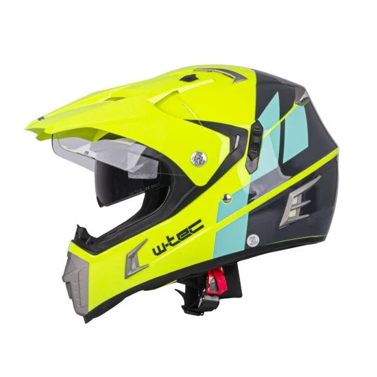 Мото каска W-TEC Dualsport - Жълт флуоресцент/син Мото каска W-TEC Dualsport - Жълт флуоресцент/син