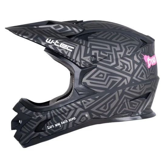 Каска Downhill W-TEC Richpike - Pink Tag On Black Каска Downhill W-TEC Richpike - Pink Tag On Black