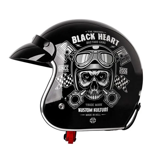 Мото каска W-TEC V541 Black Heart, Skull - Черен гланц Мото каска W-TEC V541 Black Heart, Skull - Черен гланц
