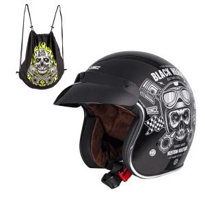 Мото каска W-TEC V541 Black Heart, Skull - Черен гланц Мото каска W-TEC V541 Black Heart, Skull - Черен гланц