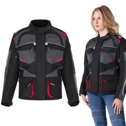 Дамско мото яке W-TEC Radana - Черен-сив-червен