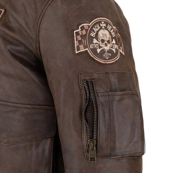 Мъжко кожено мото яке W-TEC Black Heart Bomber